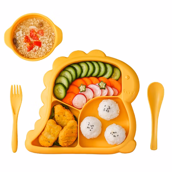Conjunto de talheres de comida para bebê Louça de desenho animado Pratos infantis