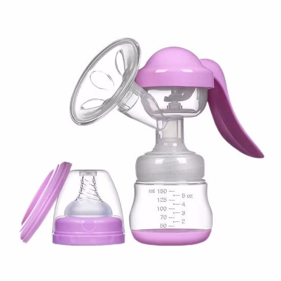 Bomba de amamentação para bebês, bomba manual única de leite materno com mamadeira