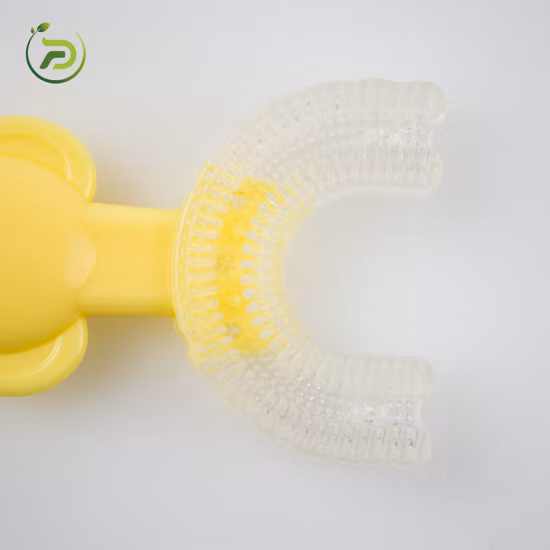 Escova de dentes infantil em formato de U para crianças 360 manual de viagem logotipo bebê silicone escova de dentes infantil